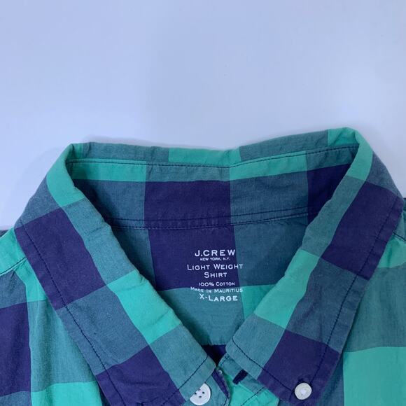 J Crew Shirt Mens XL Extra Large Light Weight Cotton Plaid Check Button Down - Picture 4 of 8